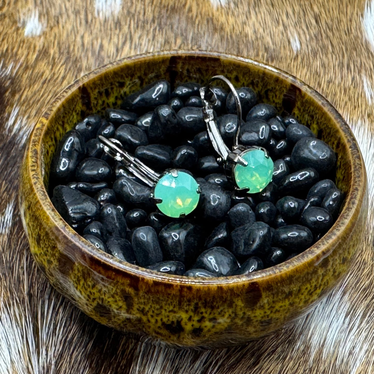 Green opal earrings