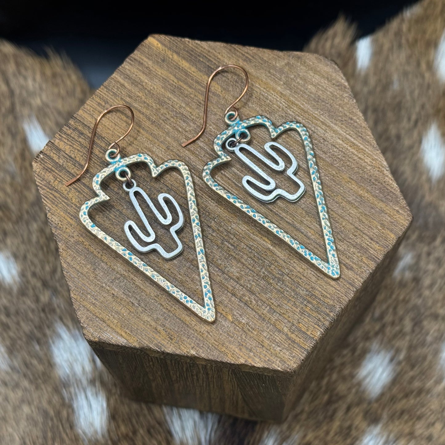 Saguaro cactus in arrowhead earrings