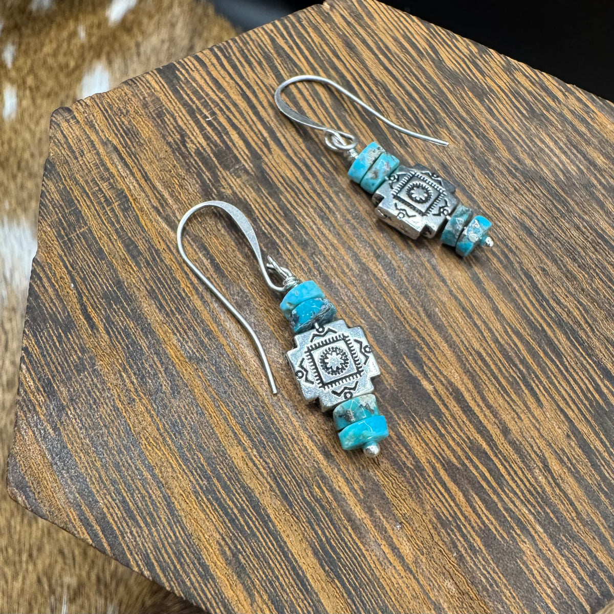 Southwestern turquoise dangle earrings