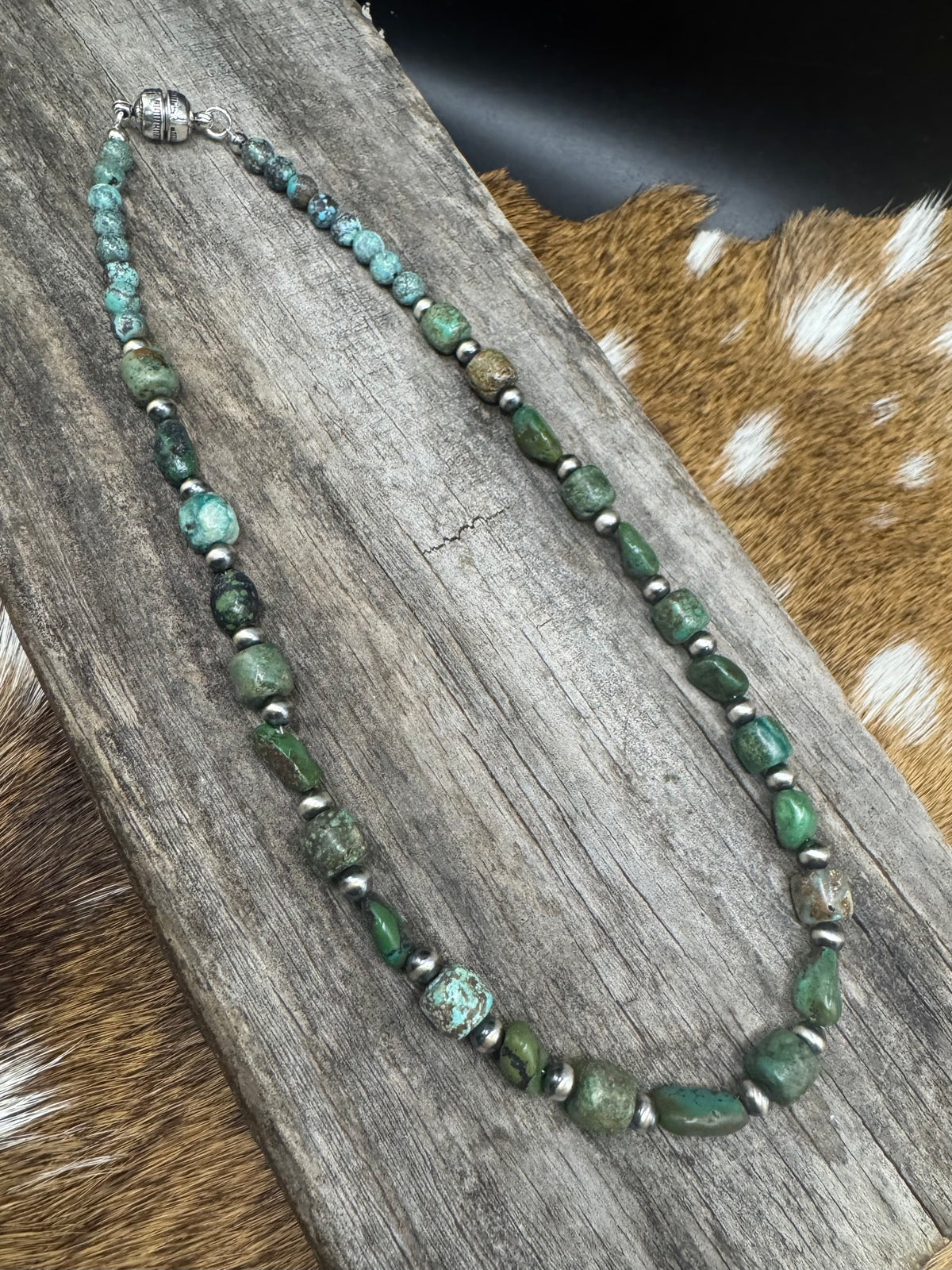 Turquoise and navajo pearl stacker necklace