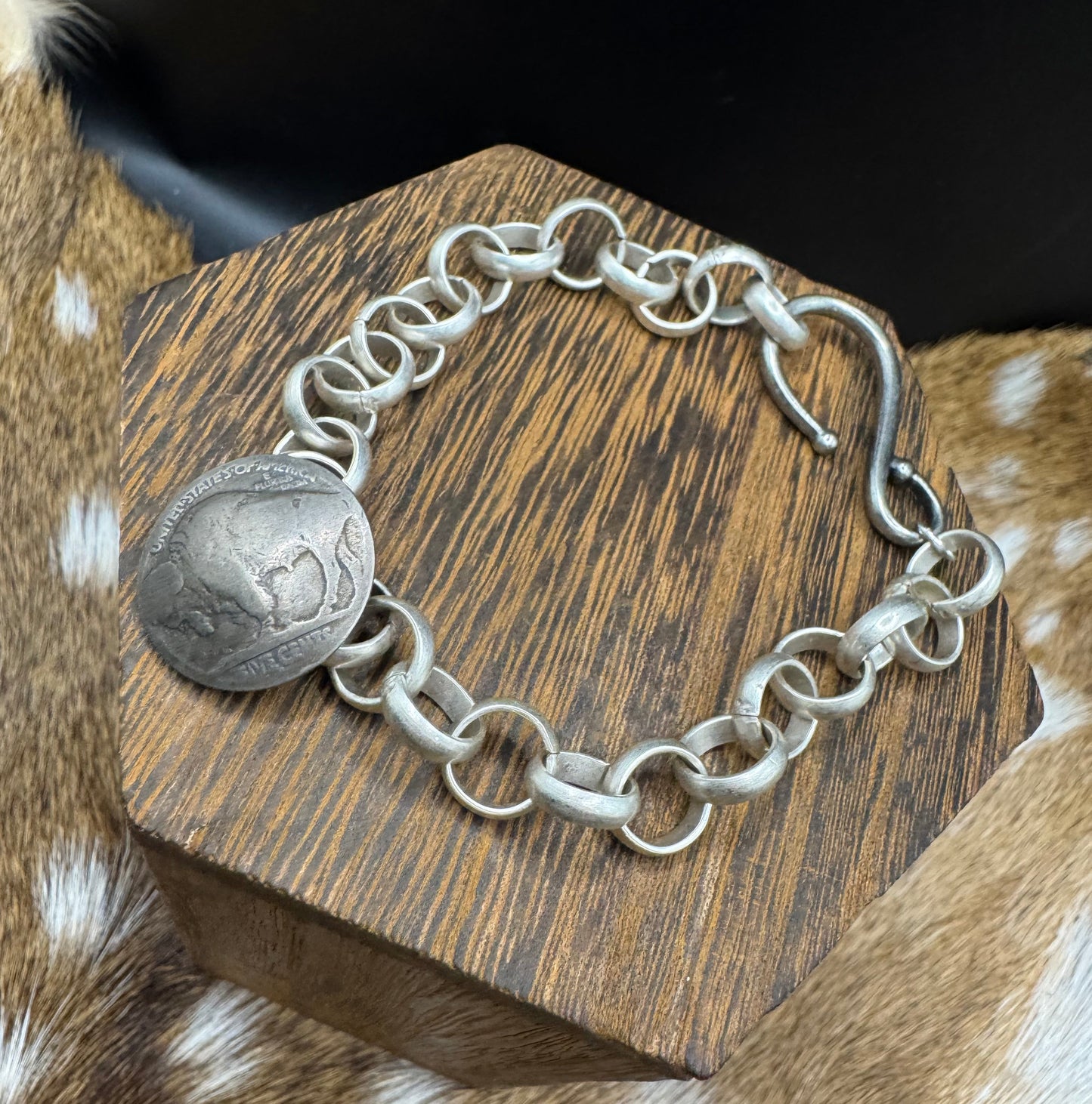 Men’s authentic Buffalo nickel bracelet