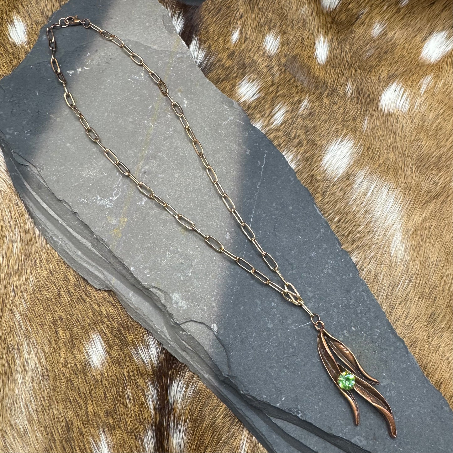 Chili pepper & peridot necklace