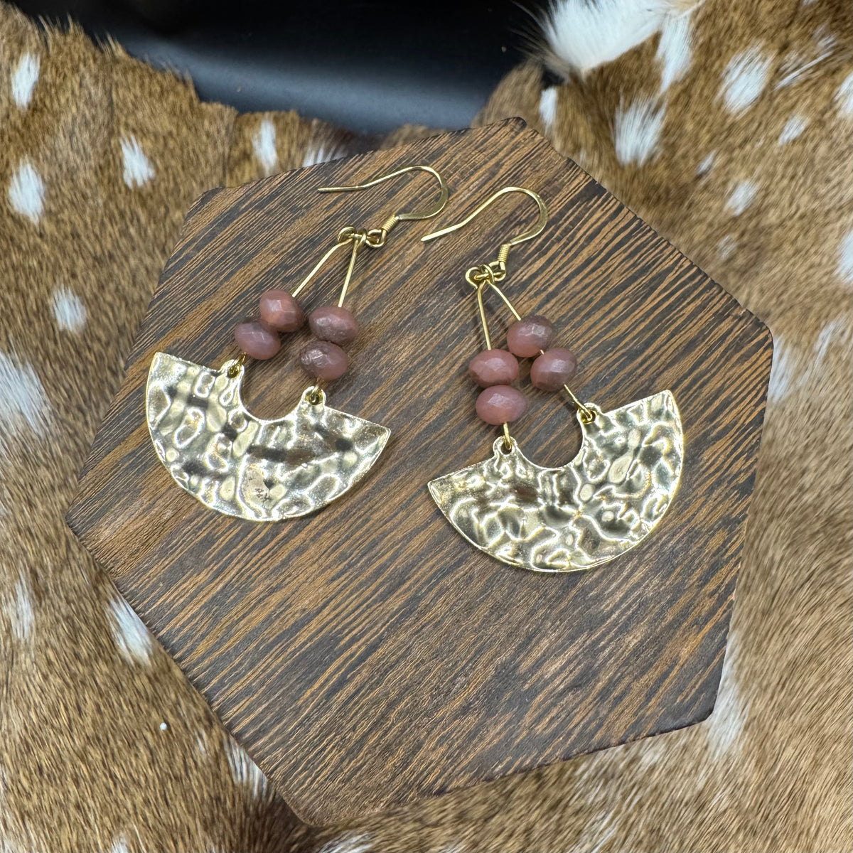 Desert Moon Earrings | Dusty Rose & Gold