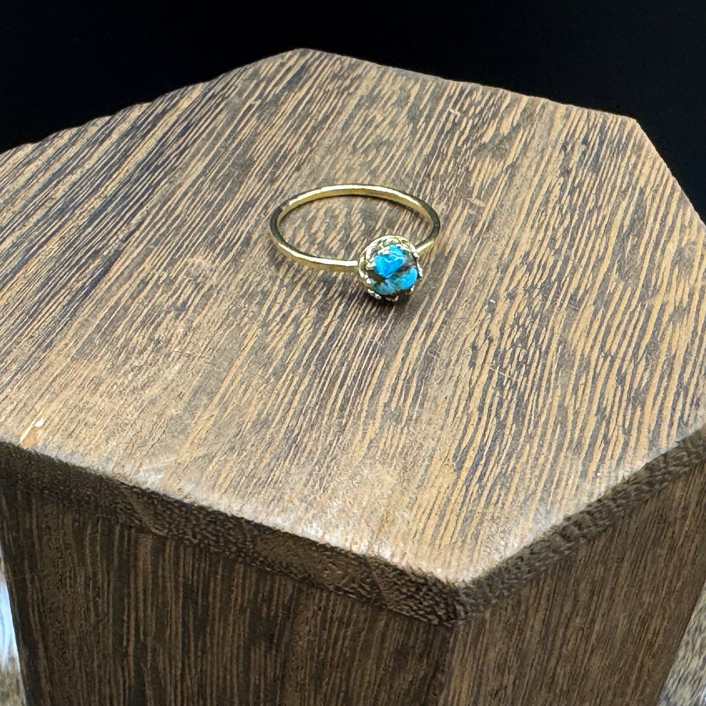 Turquoise and vermeil dainty ring