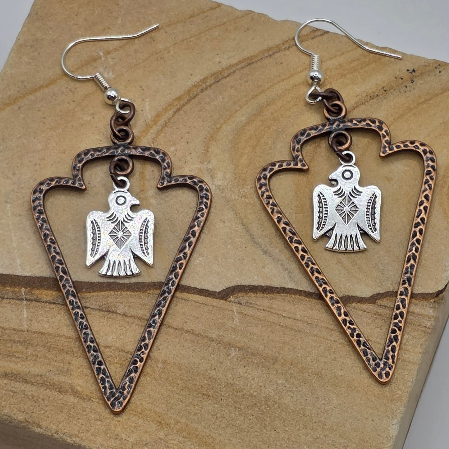 Thunderbird in arrowhead earrings