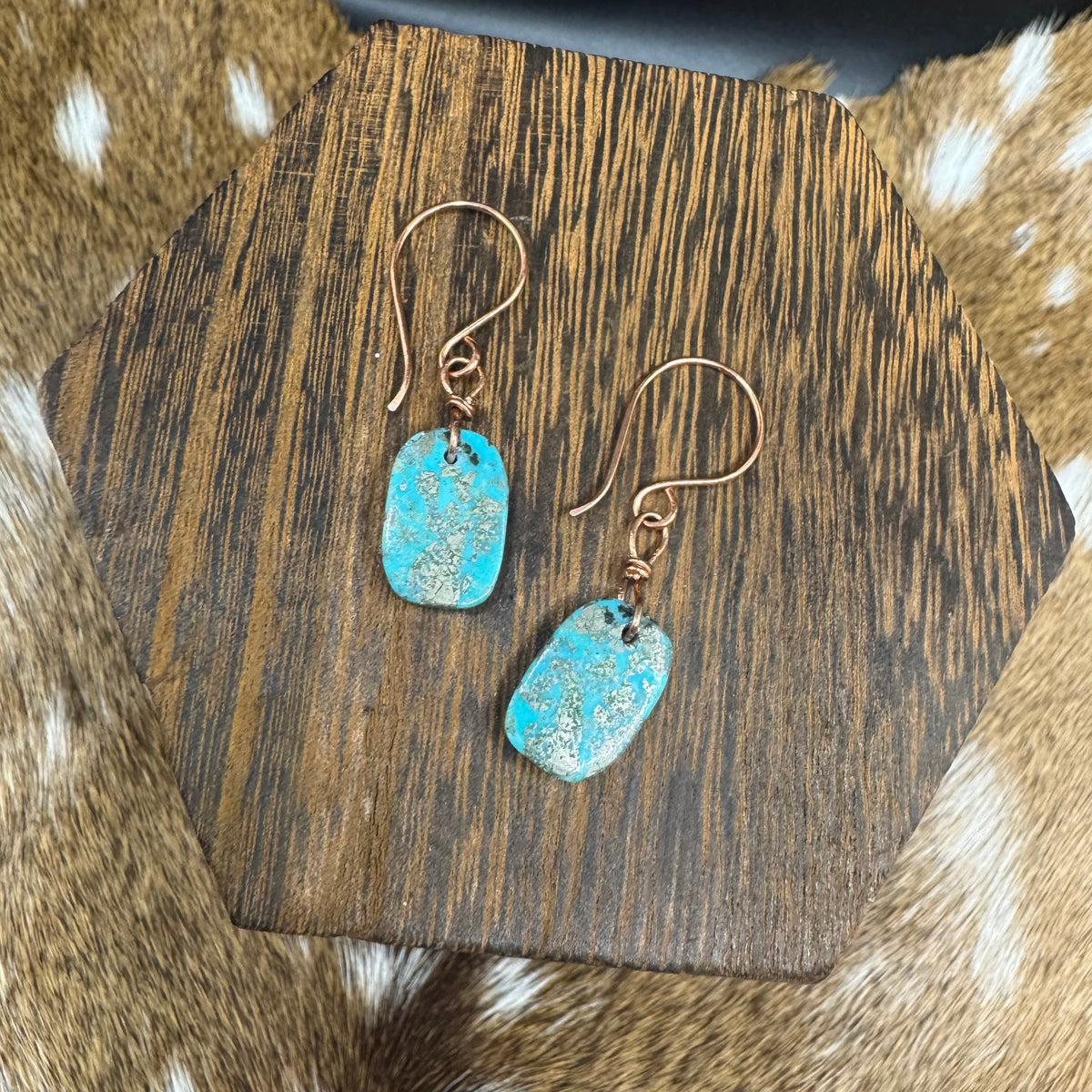 Turquoise and copper earrings