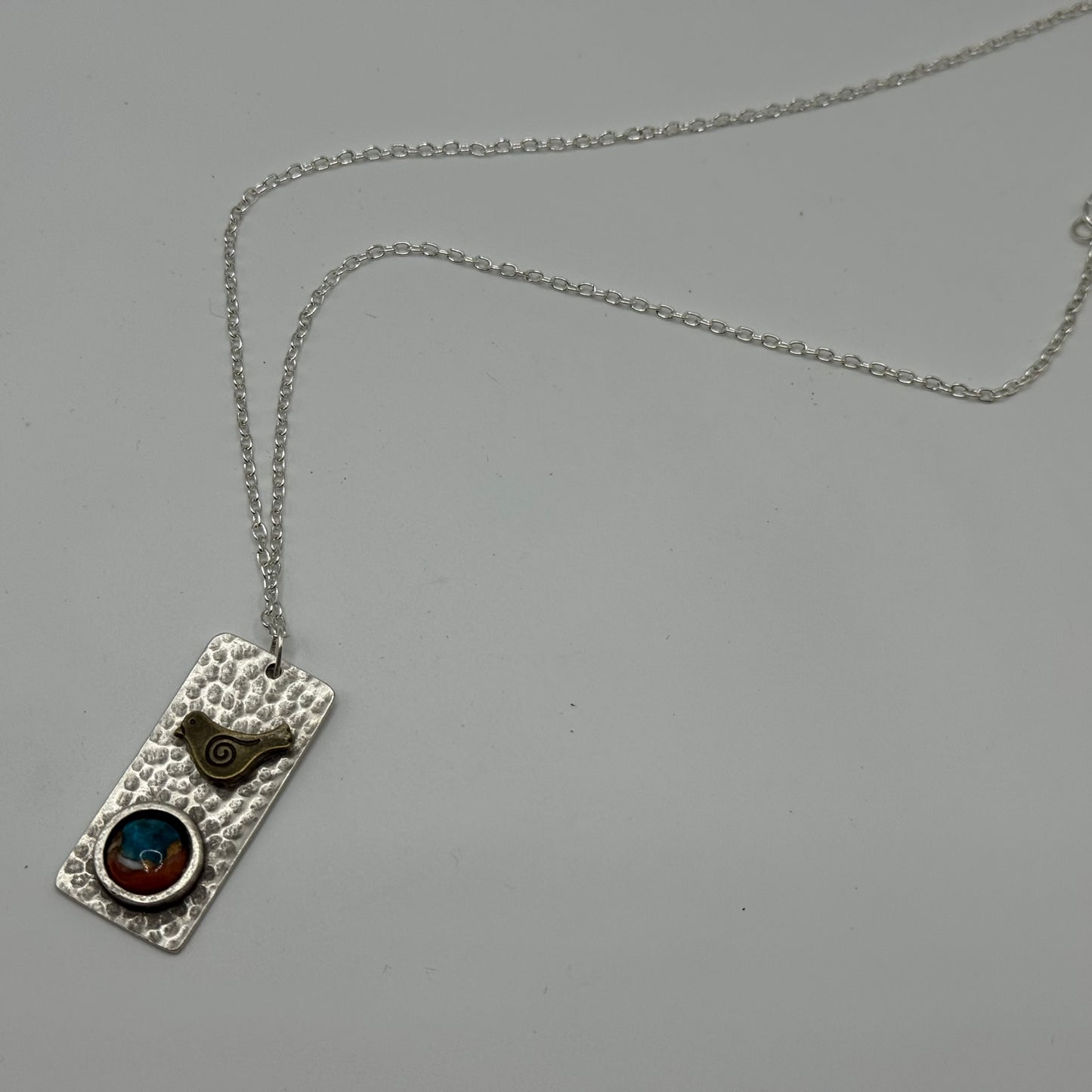 Spiny oyster turquoise bird necklace