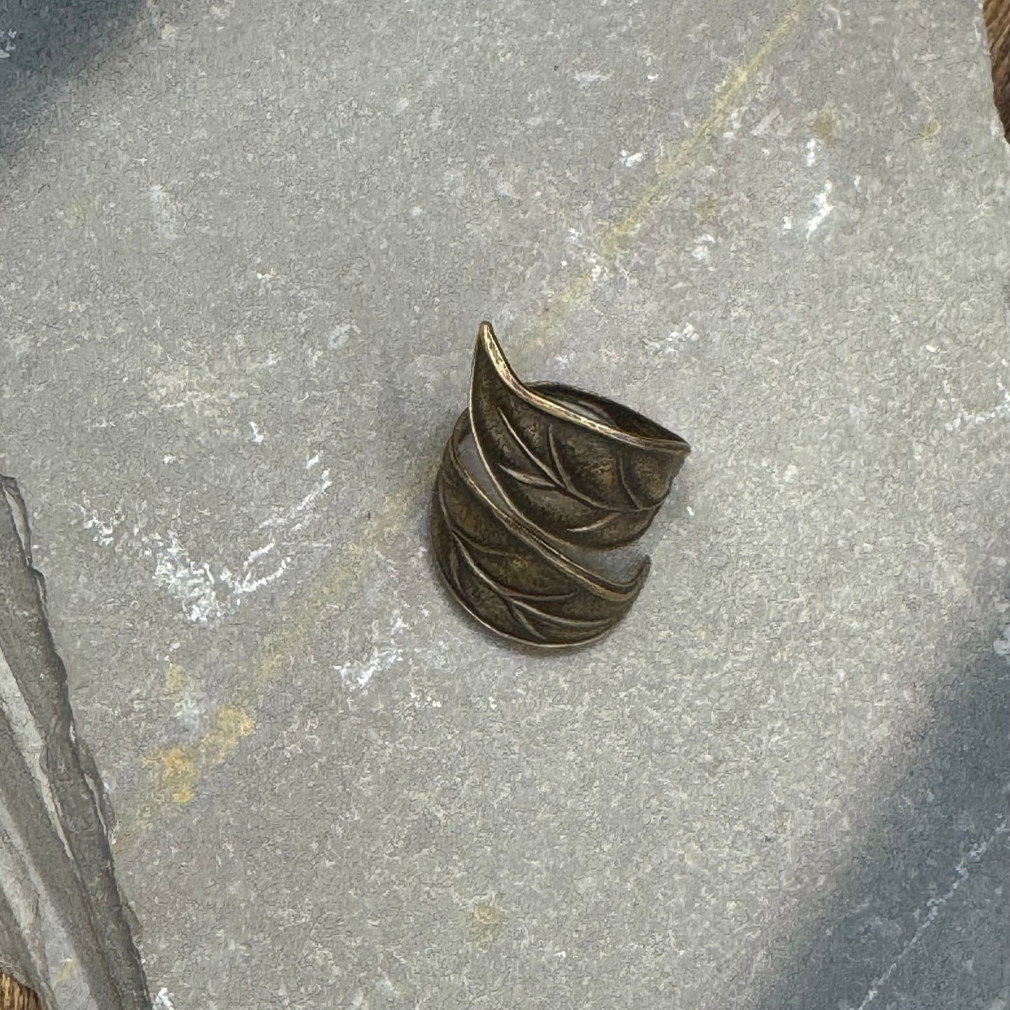 Bronze leaf wrap ring