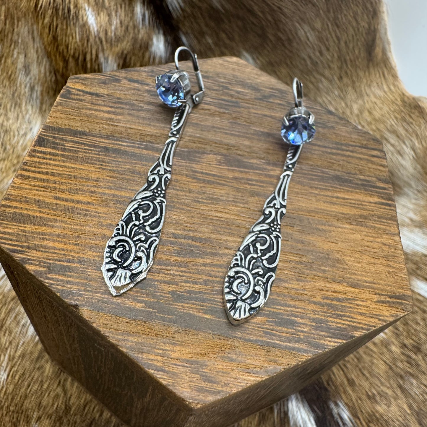 Silver spoon sapphire earrings