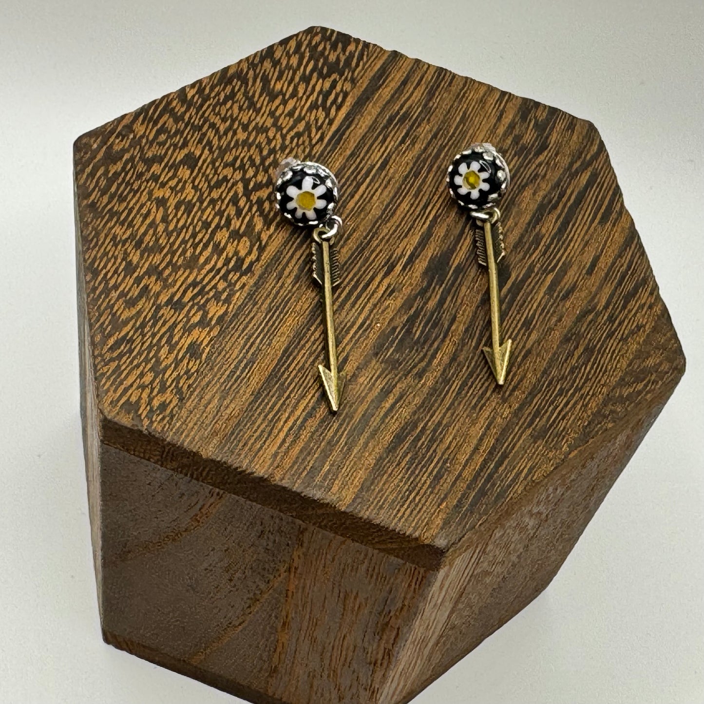 Arrow earrings with Japanese flower beads