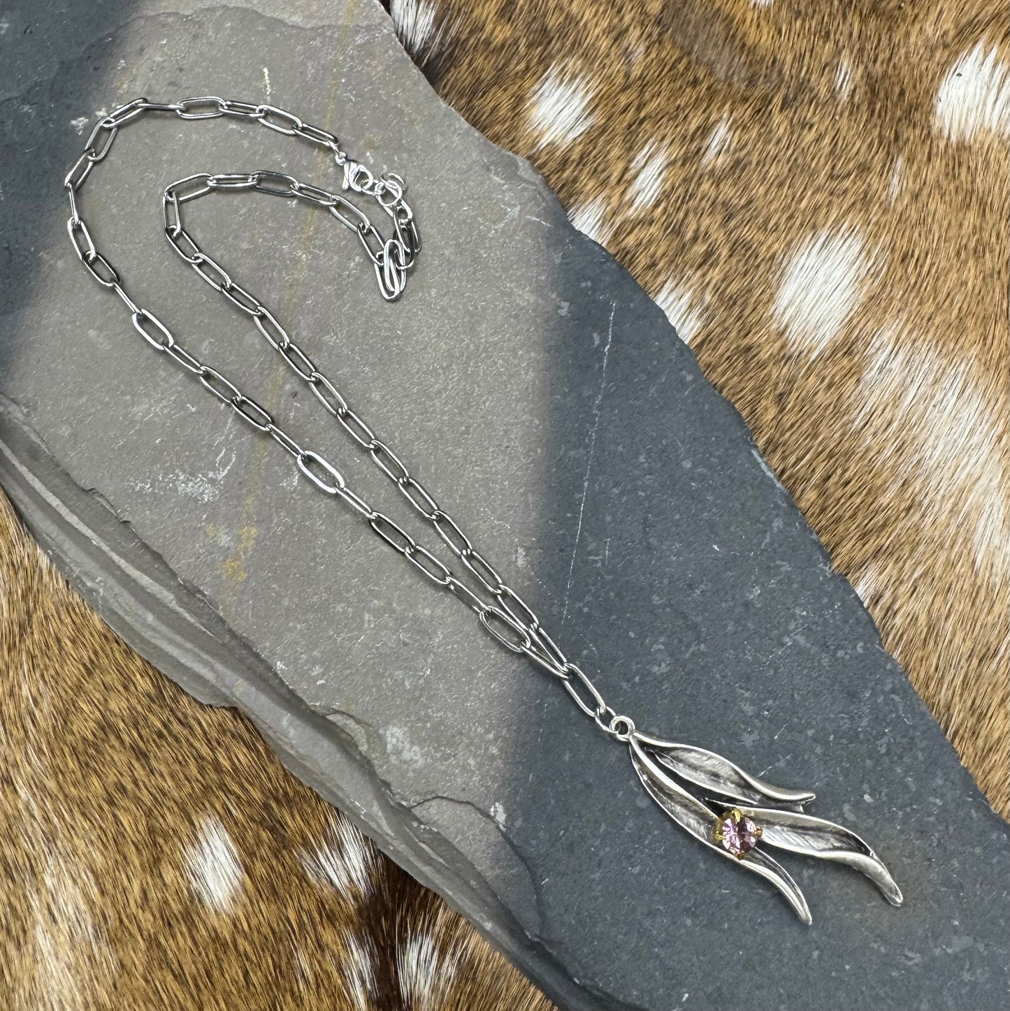 Chili pepper & pink tourmaline necklace