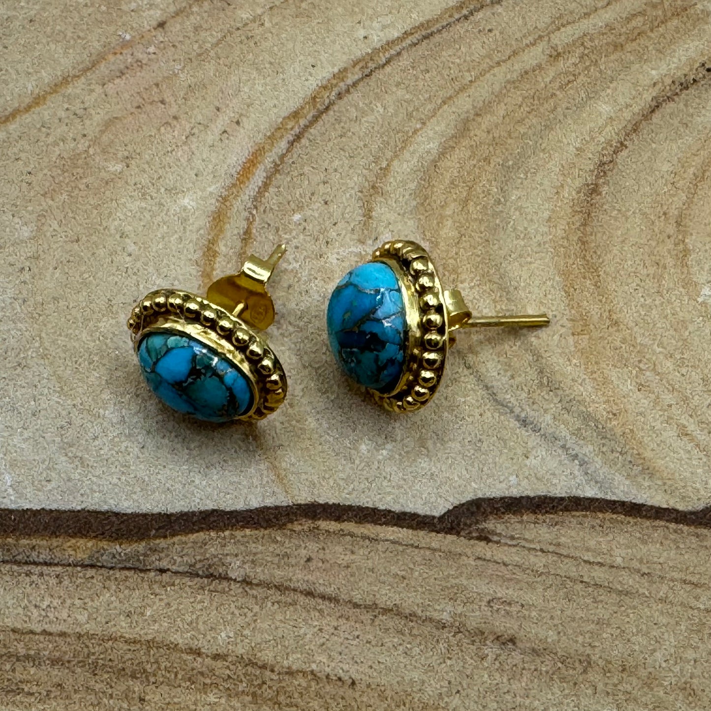 Turquoise and gold studs