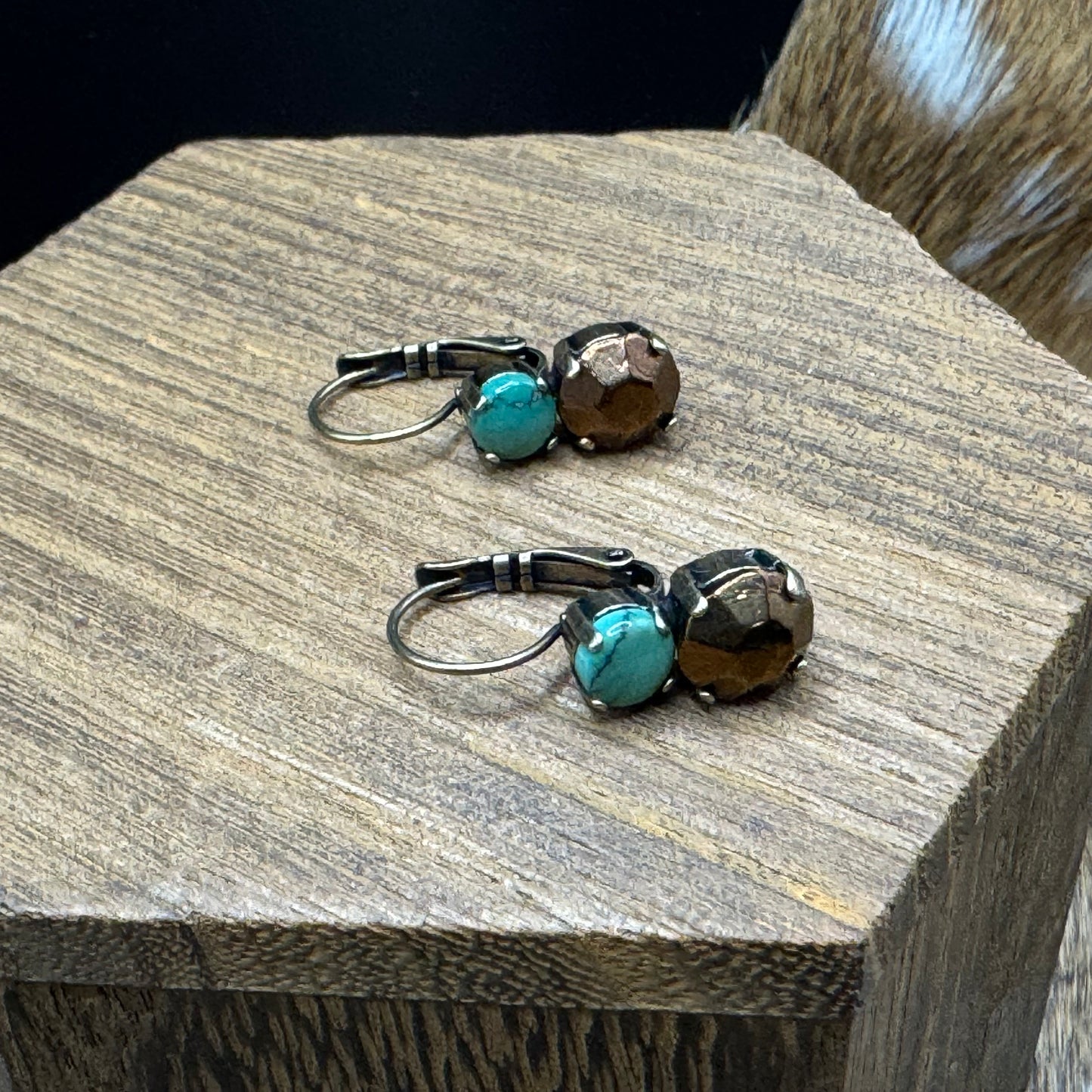 Turquoise & vintage bronze earrings