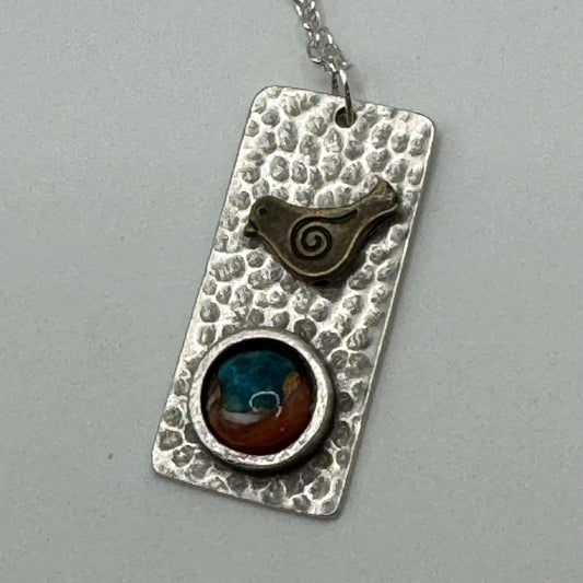 Spiny oyster turquoise bird necklace