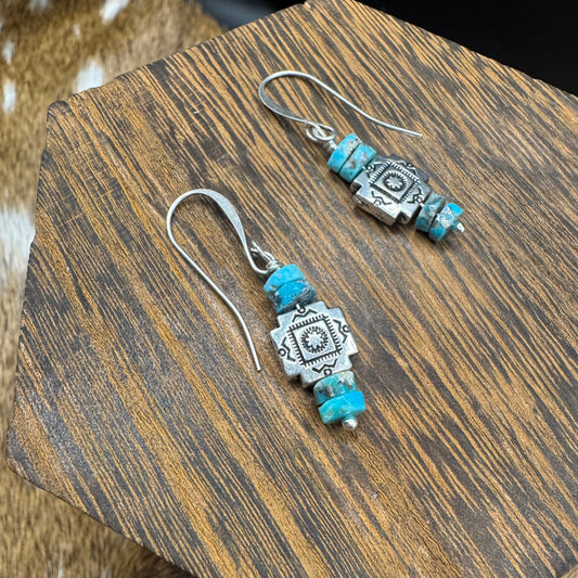 Southwestern turquoise dangle earrings