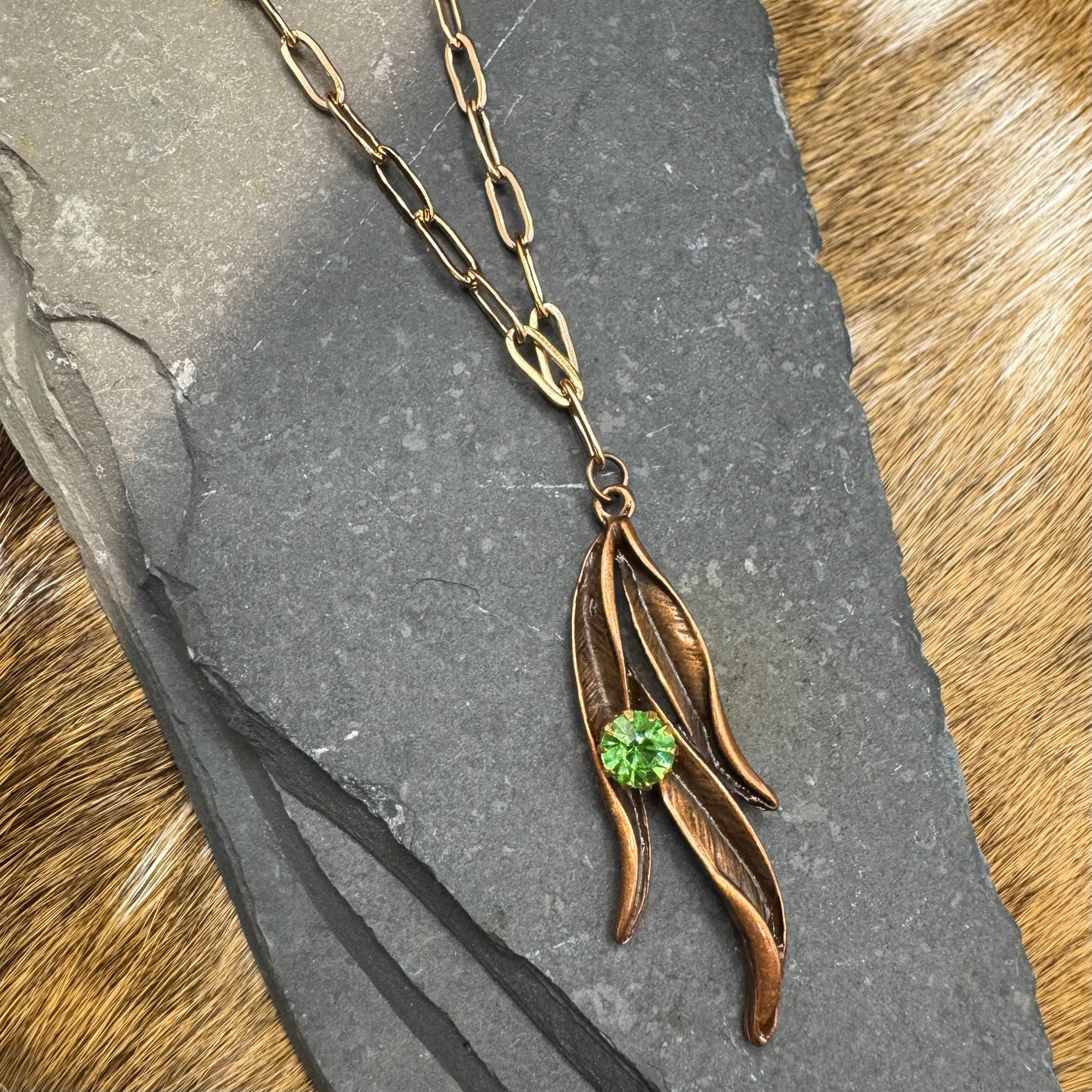 Chili pepper & peridot necklace
