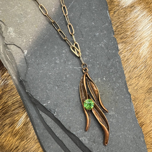 Chili pepper & peridot necklace
