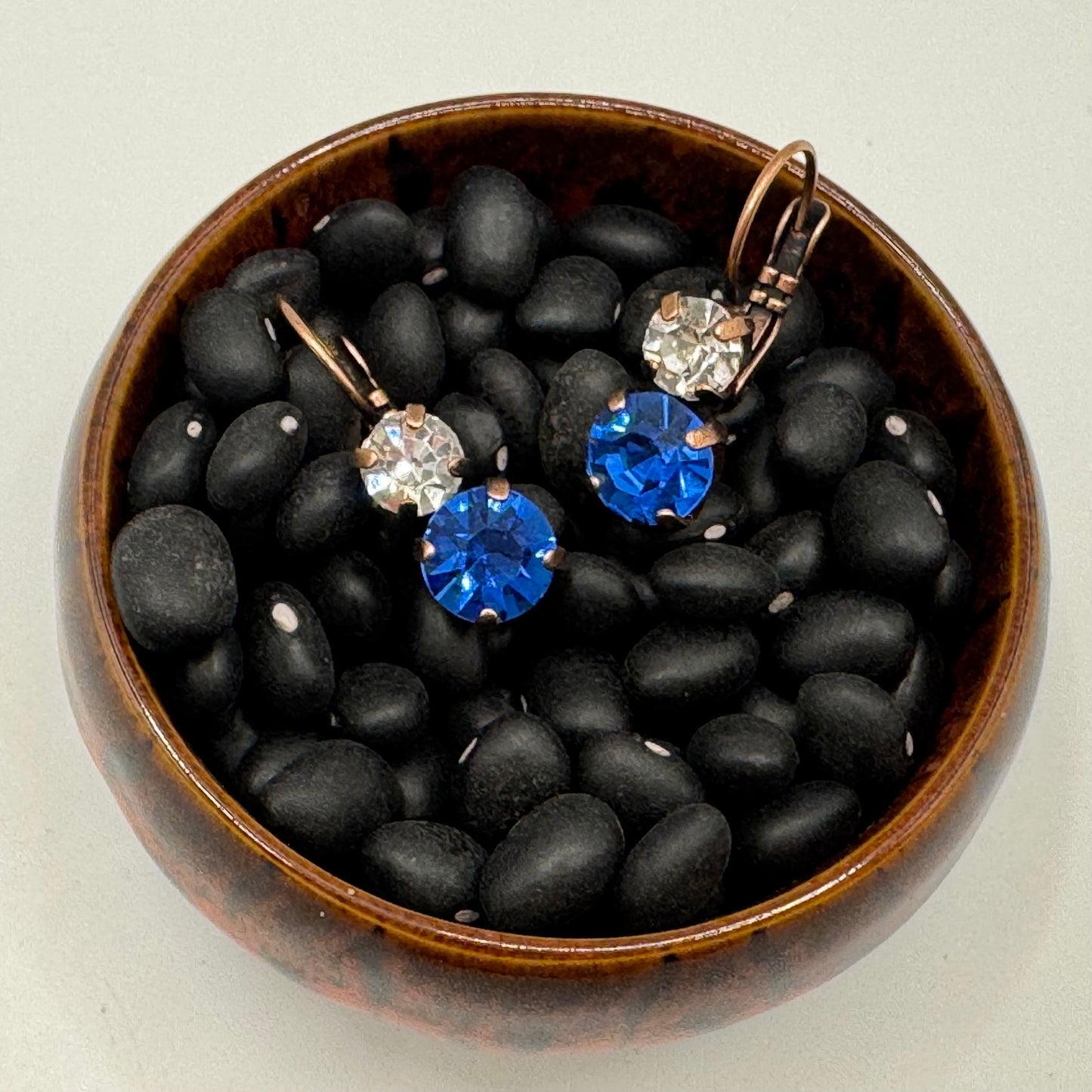 Copper earrings with gems