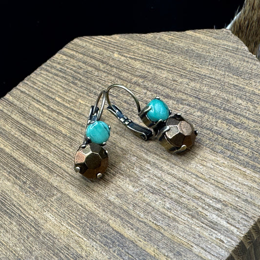 Turquoise & vintage bronze earrings
