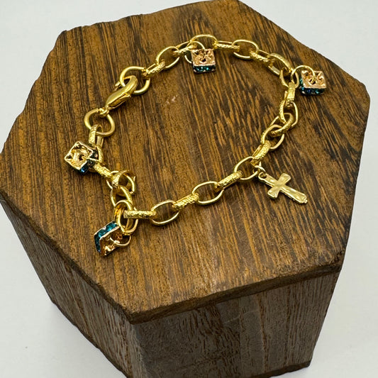 Gold cross shimmering bracelet