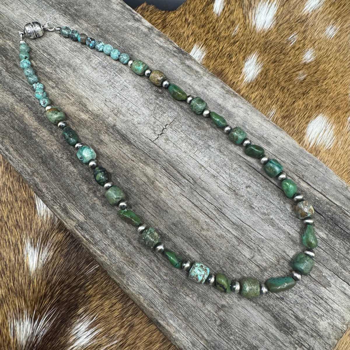 Turquoise and navajo pearl stacker necklace
