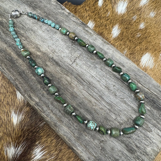 Turquoise and navajo pearl stacker necklace