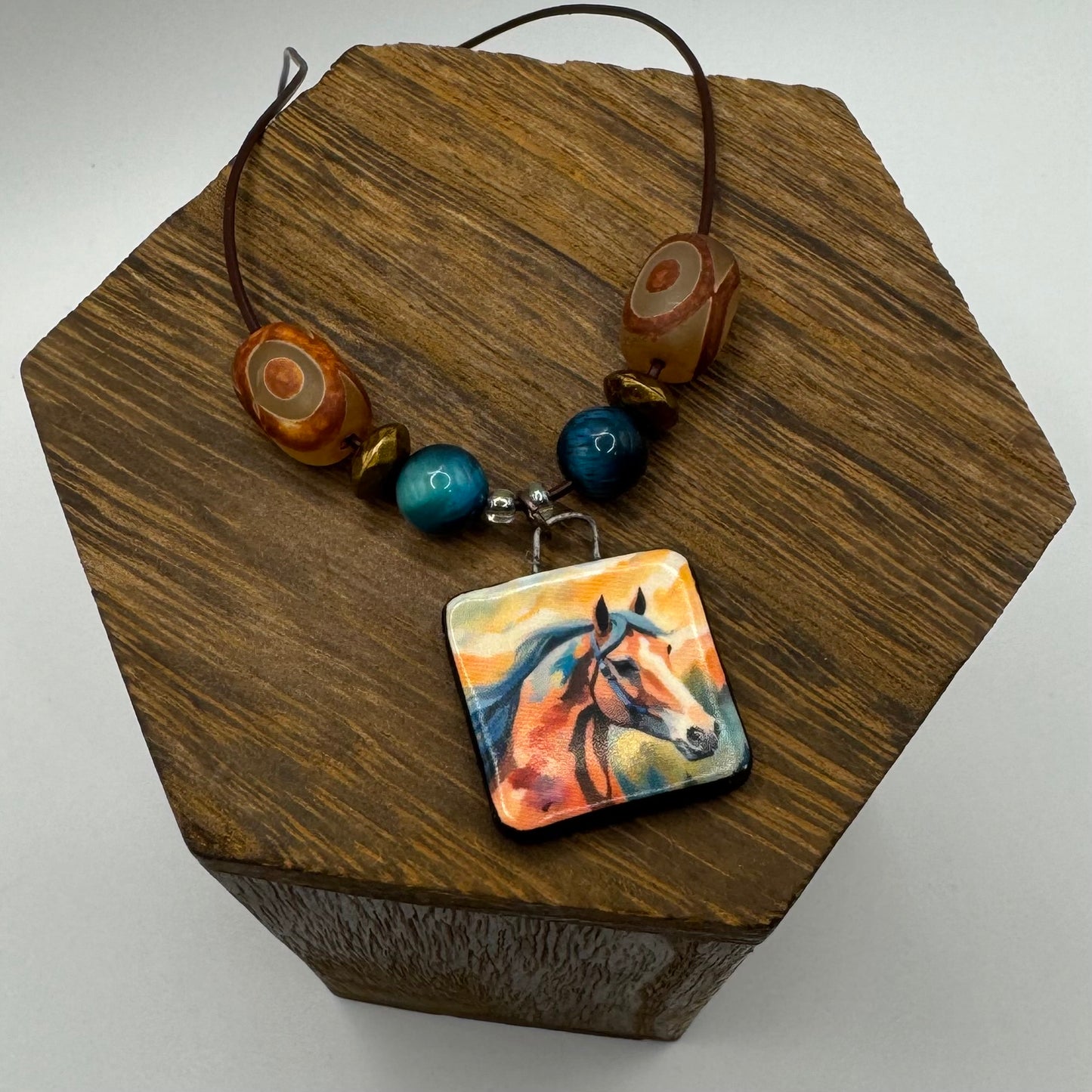 Ceramic horse necklace