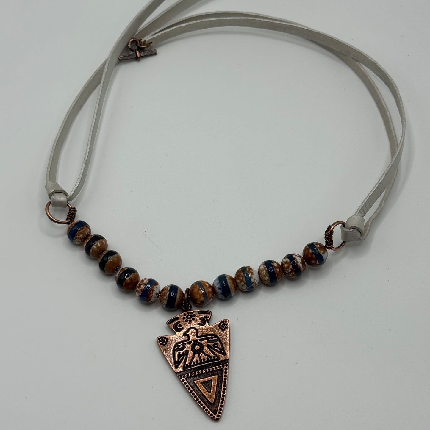 Arrowhead and Tibetan agate necklace