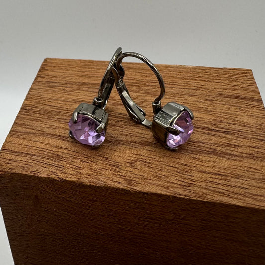 Violet gems in gunmetal lever backs