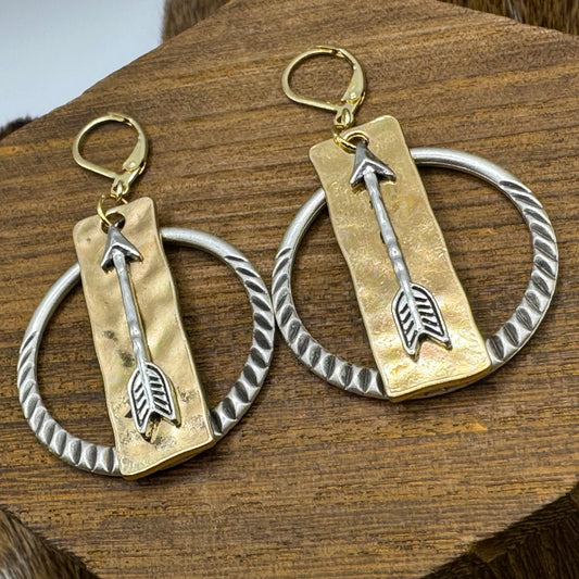 Gold and silver arrow groovy hoops