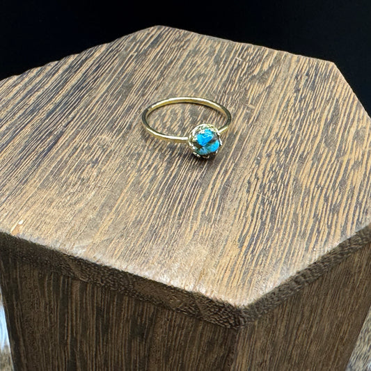 Turquoise and vermeil dainty ring