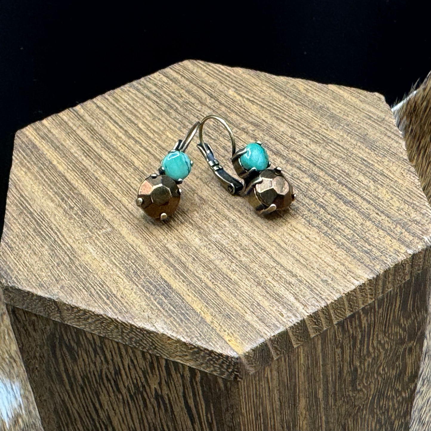 Turquoise & vintage bronze earrings