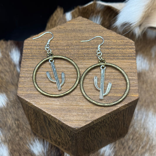Saguaros in brass hoops