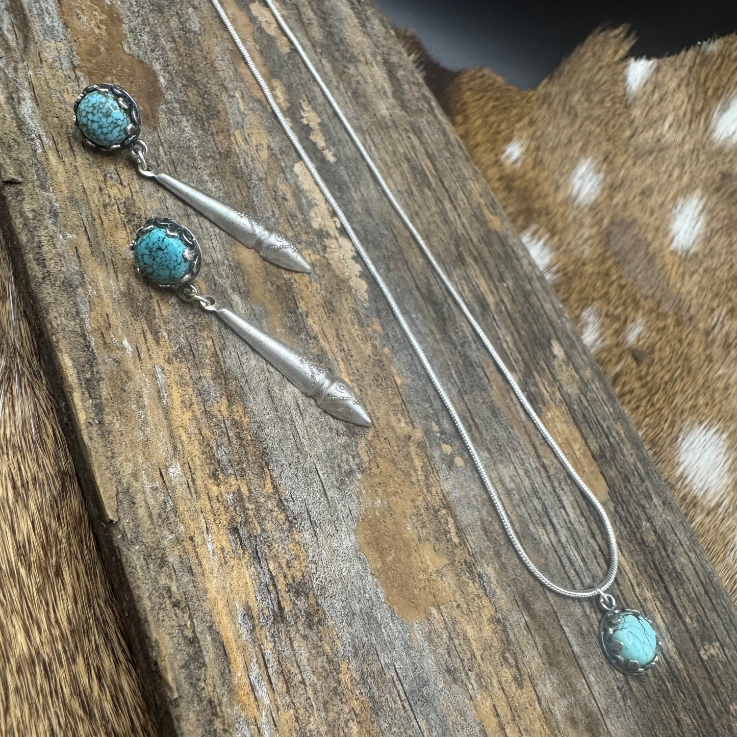 Turquoise and sterling silver set