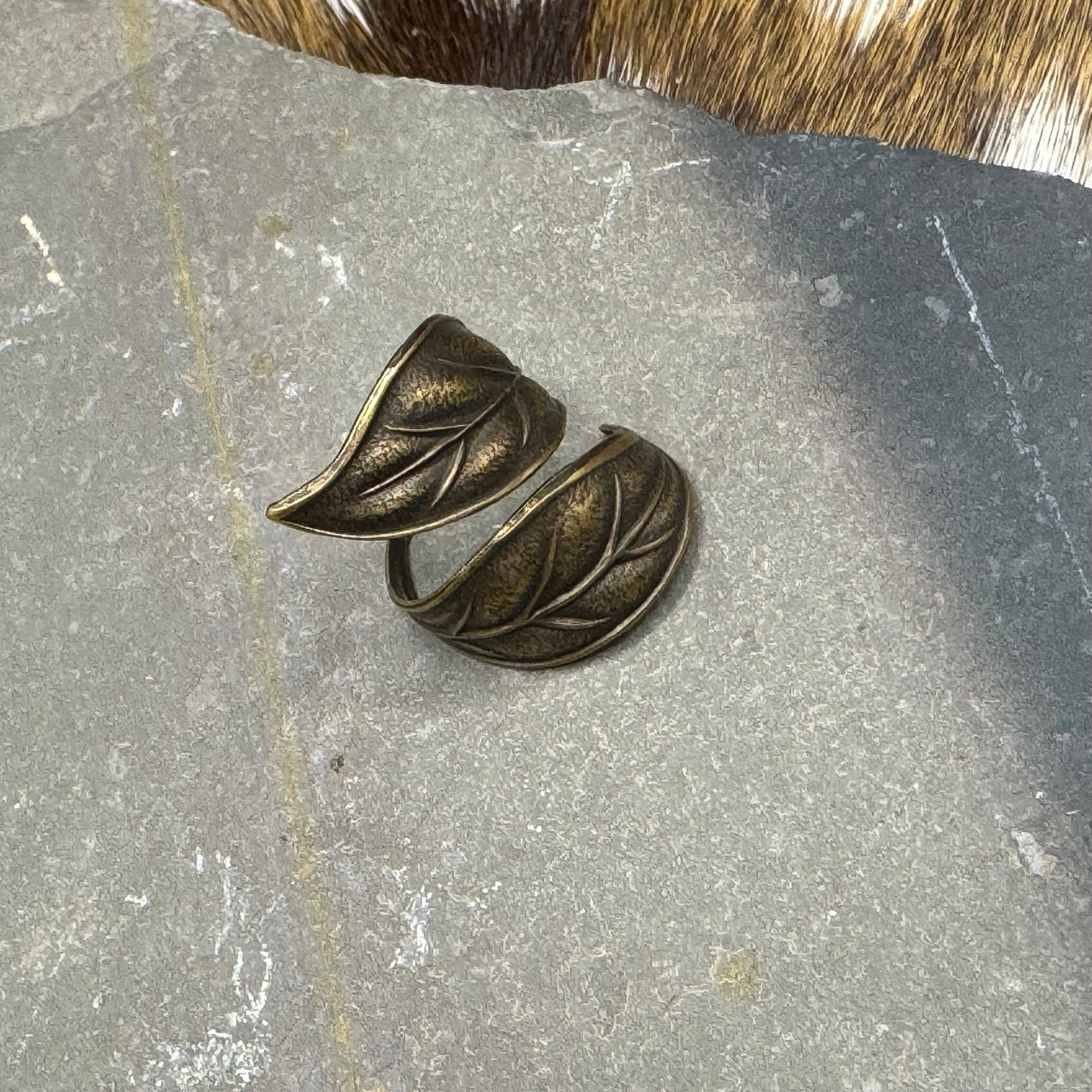 Bronze leaf wrap ring