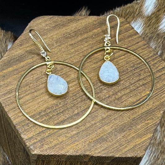 Moonstone hoop earrings