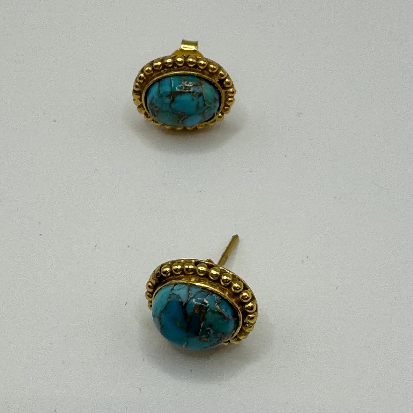 Turquoise and gold studs
