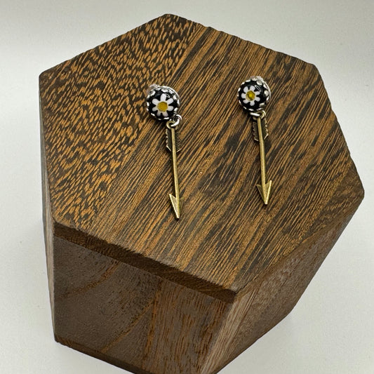Arrow earrings with Japanese flower beads