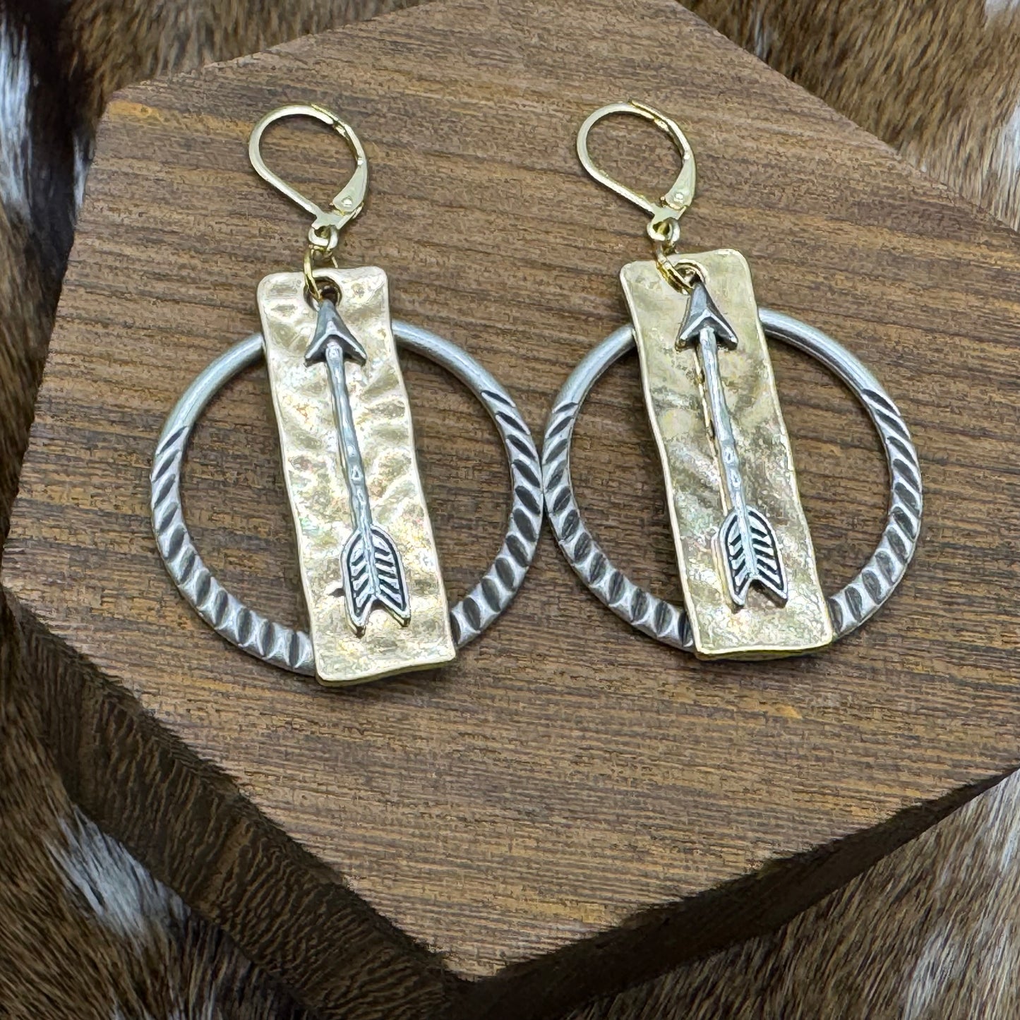 Gold and silver arrow groovy hoops