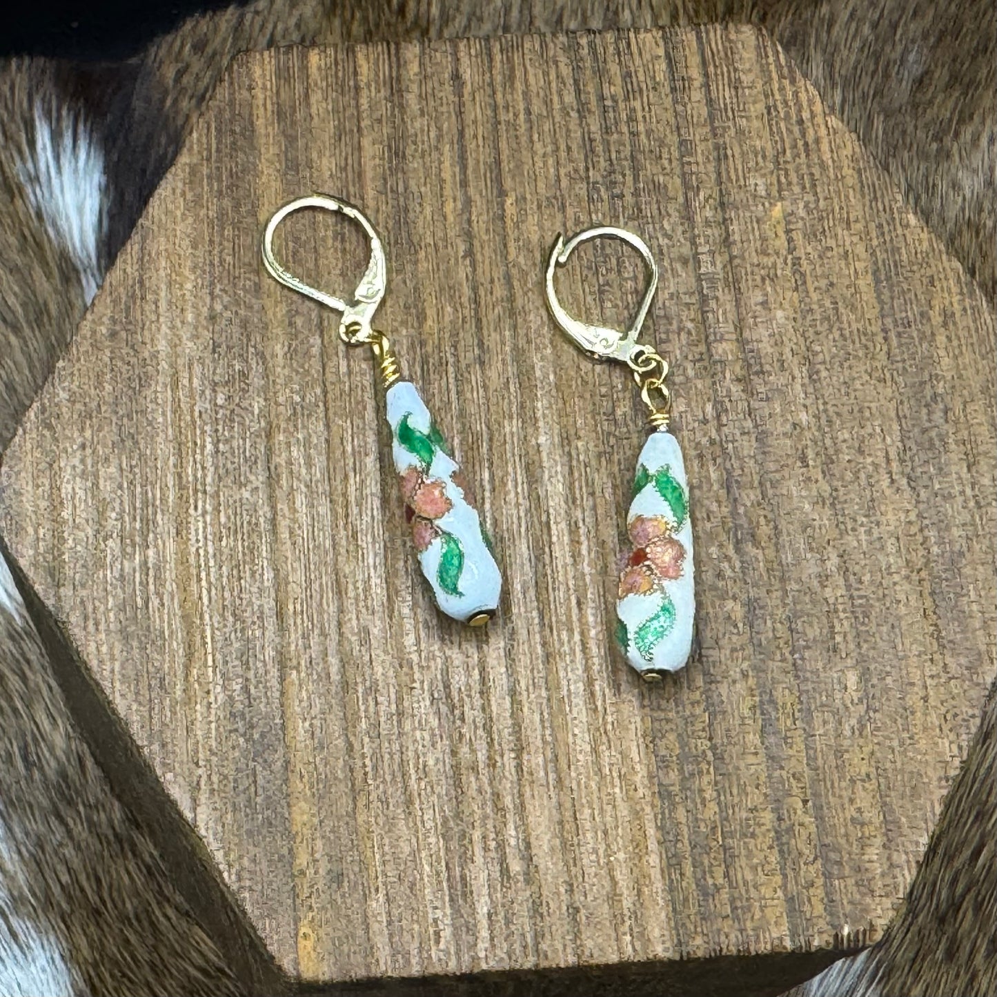 Cloisonné Flower Drop Earrings