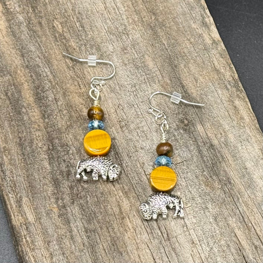 Buffalo earrings with tigers eye