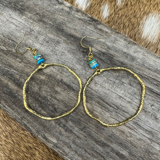 Turquoise Golden Hoops