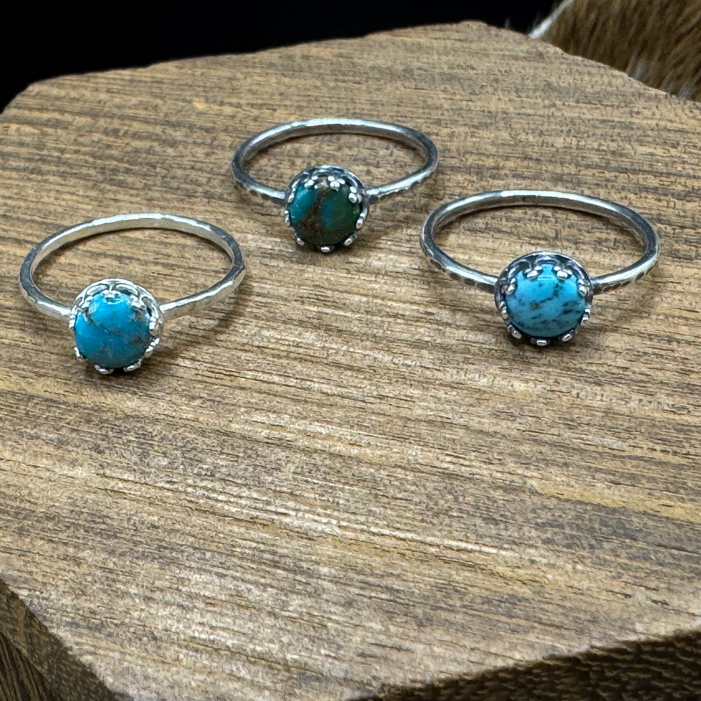 Dainty turquoise sterling silver rings