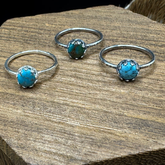 Dainty turquoise sterling silver rings