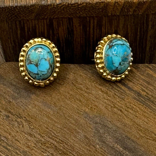 Turquoise and gold studs