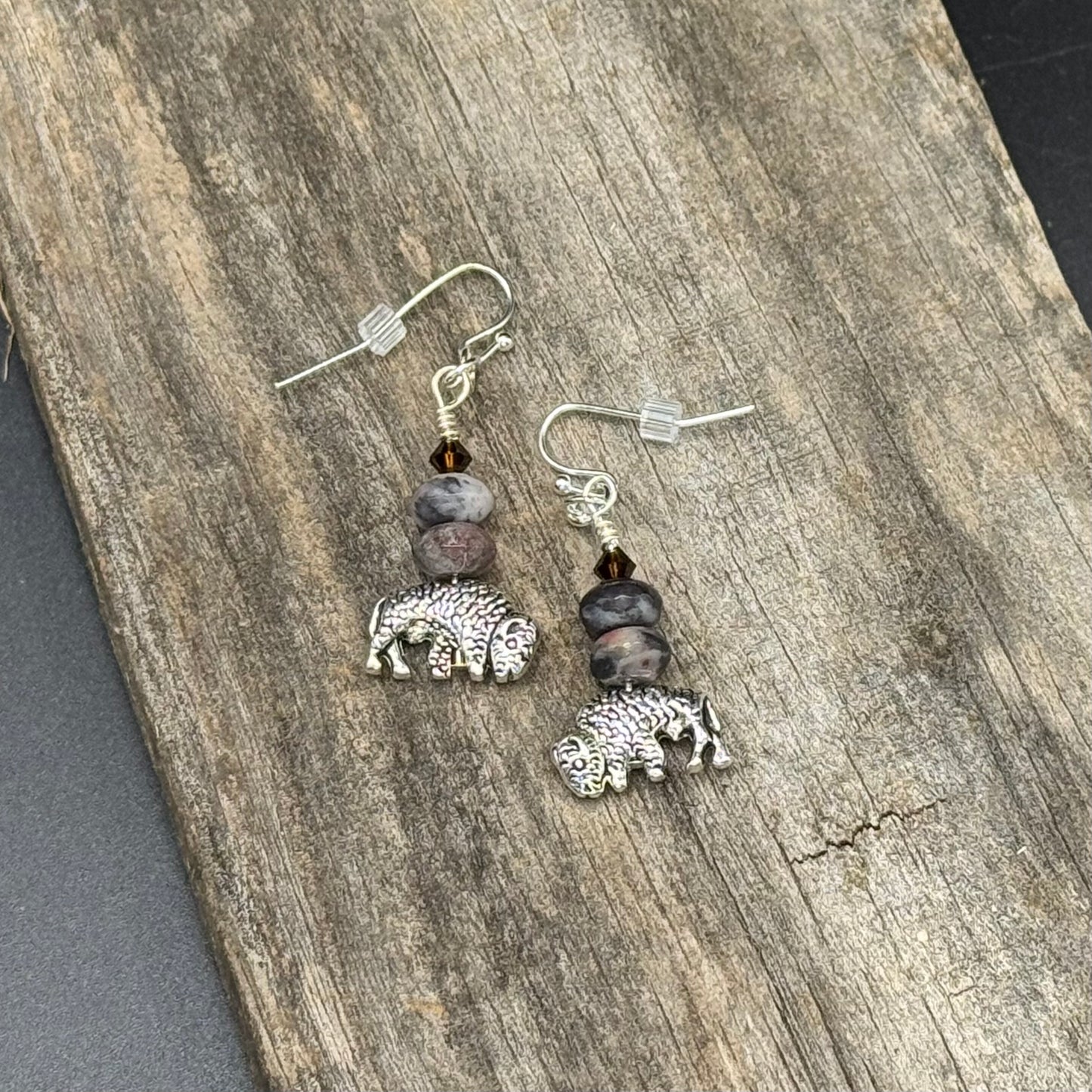 Buffalo earrings - rustic grey