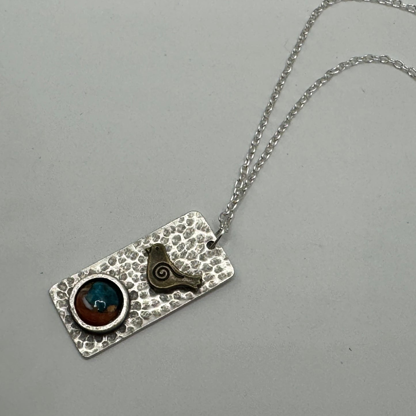 Spiny oyster turquoise bird necklace