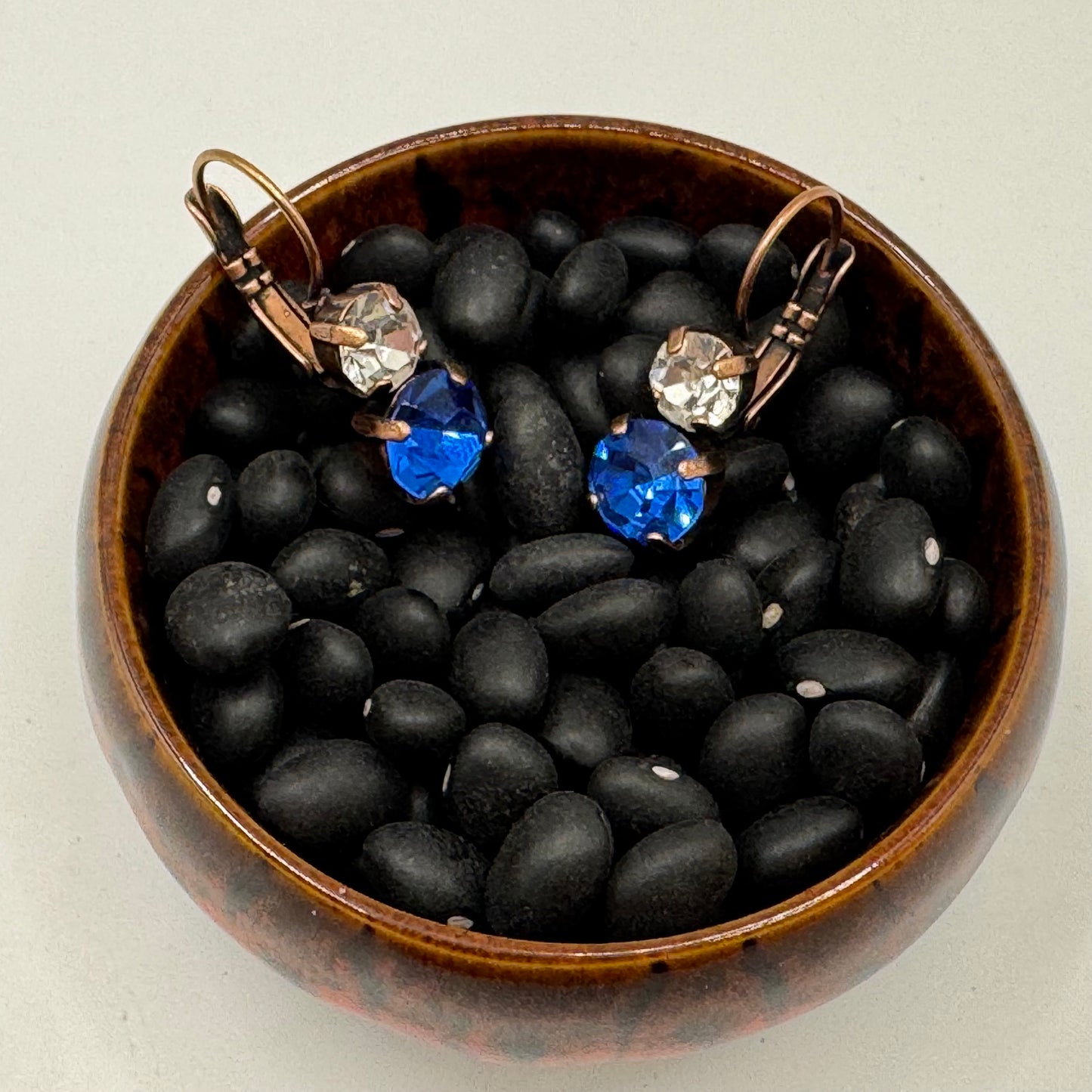 Copper earrings with gems