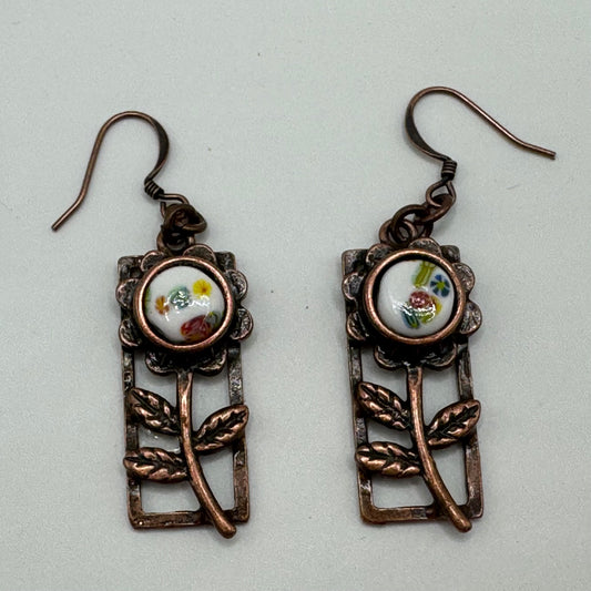 Copper flowers with antique Japanese beads
