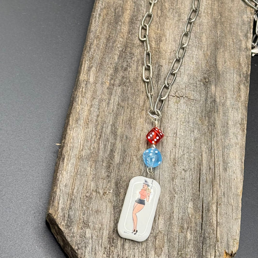 Pin up girl necklace